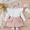 Baby 2025 Summer Children Clothing Set New Designs Girls Clothes Suits Boutique Cotton T-Shirt + Corduroy Short Skirt with Hair
