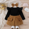 Baby 2025 Summer Children Clothing Set New Designs Girls Clothes Suits Boutique Cotton T-Shirt + Corduroy Short Skirt with Hair