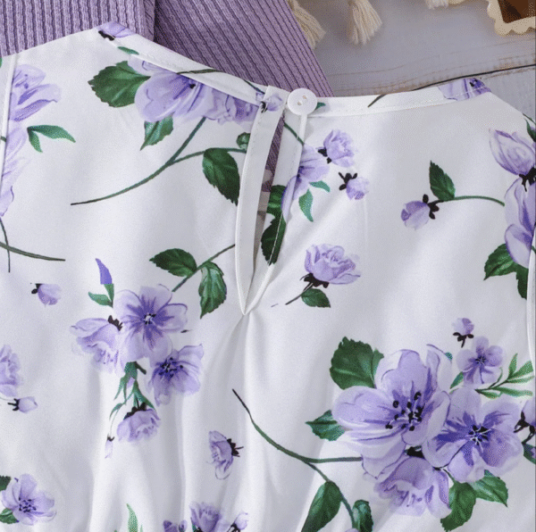 Spring Autumn Kids Girl Sets Clothes Long Sleeve Ruffle Coat Sleeveless Butterfly Dress 2PCS Children Clothing