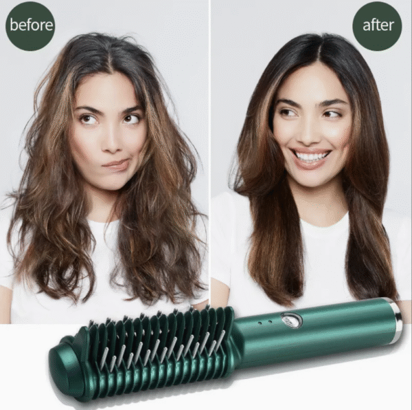 Electric Hair Straightener Brush Wireless Fast Heat Hair Style Comb Women USB Charging
