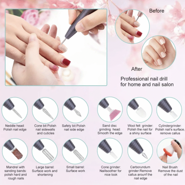 20000rpm Electric Brushless Portable Manicure Pedicure Nail Drill Polisher Nail Machine