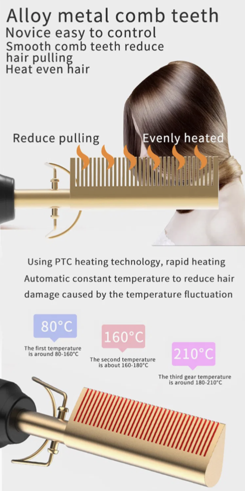 Electric Comb Marcel Curling Iron Straight Hair Combs for Salon