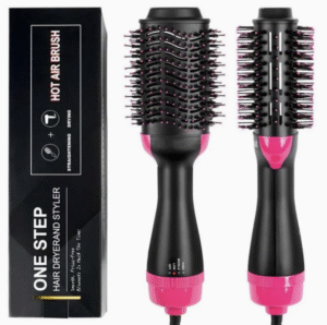 Hot Air Hair Dryer Brush Pink Multifunctional Hairdryer Blowdryer Brush with Comb