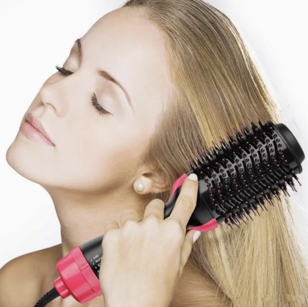 Hot Air Hair Dryer Brush Pink Multifunctional Hairdryer Blowdryer Brush with Comb