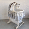 4 in 1 Deluxe Bassinet with LED Light Vibrators with Rocking Base Baby Bed