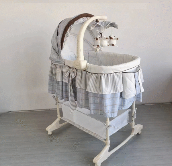 4 in 1 Deluxe Bassinet with LED Light Vibrators with Rocking Base Baby Bed
