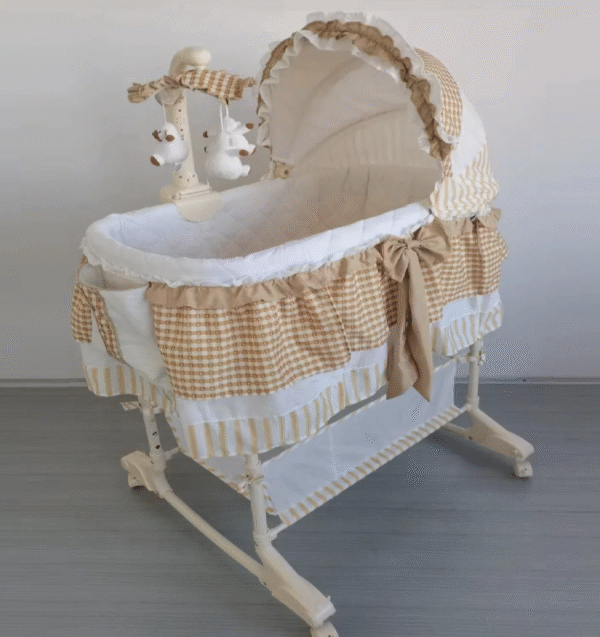 4 in 1 Deluxe Bassinet with LED Light Vibrators with Rocking Base Baby Bed