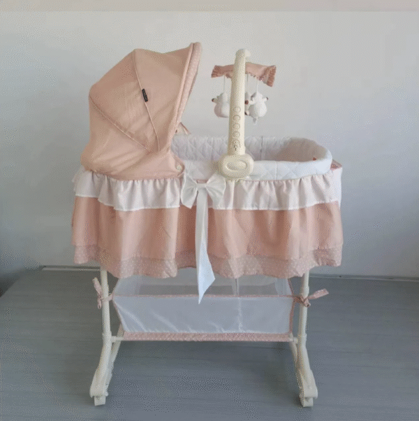4 in 1 Deluxe Bassinet with LED Light Vibrators with Rocking Base Baby Bed