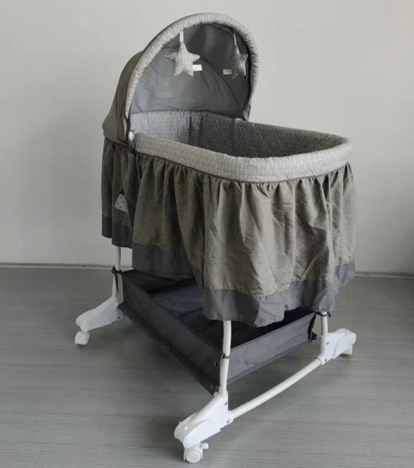 4 in 1 Deluxe Bassinet with LED Light Vibrators with Rocking Base Baby Bed