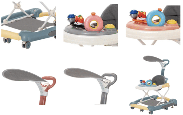 2025 with Push Handle and Canopy with Musical Toy Tray Baby Walker