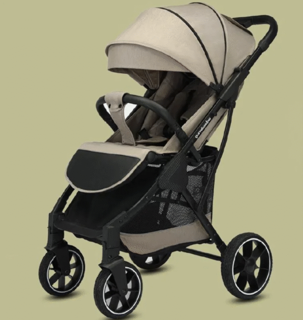 Aluminum Baby Stroller with Upper and Lower Armrests with PU Sewn Handles Extra Large Storage Basket