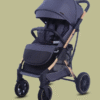 Aluminum Baby Stroller with Upper and Lower Armrests with PU Sewn Handles Extra Large Storage Basket