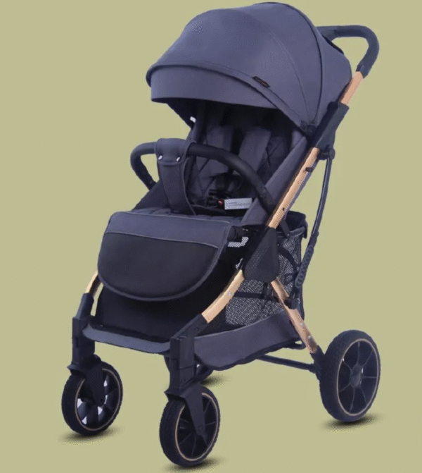Aluminum Baby Stroller with Upper and Lower Armrests with PU Sewn Handles Extra Large Storage Basket