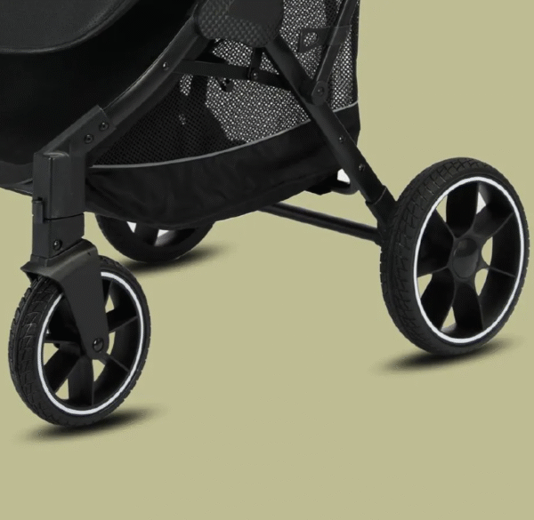 Aluminum Baby Stroller with Upper and Lower Armrests with PU Sewn Handles Extra Large Storage Basket