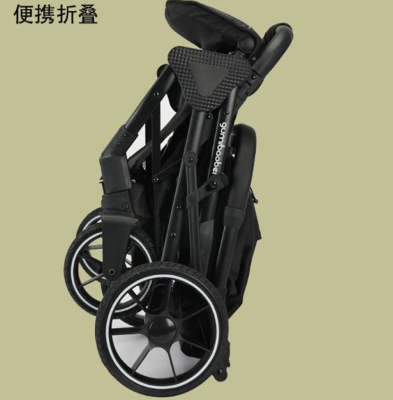 Aluminum Baby Stroller with Upper and Lower Armrests with PU Sewn Handles Extra Large Storage Basket