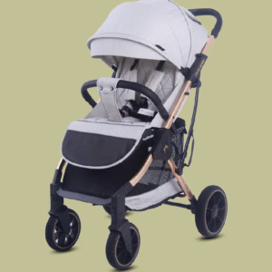 Aluminum Baby Stroller with Upper and Lower Armrests with PU Sewn Handles Extra Large Storage Basket