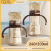 240ml/300ml Cartoon Pattern Baby Bottle Wide Diameter Anti-Colic Plastic Newborns Nursing Bottle