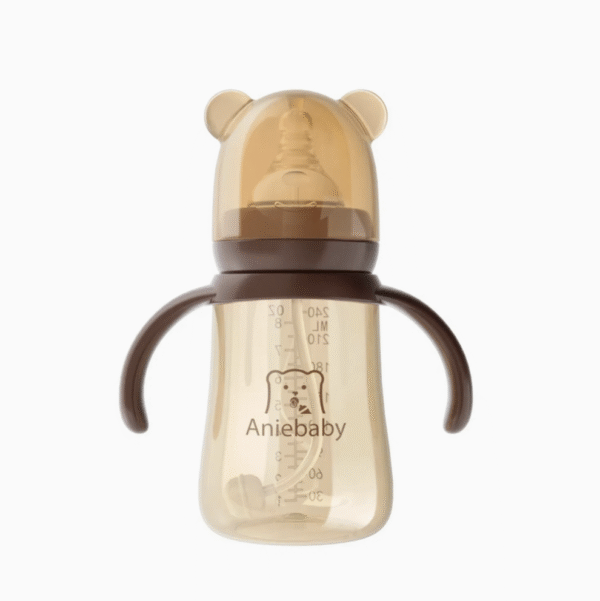 240ml/300ml Cartoon Pattern Baby Bottle Wide Diameter Anti-Colic Plastic Newborns Nursing Bottle