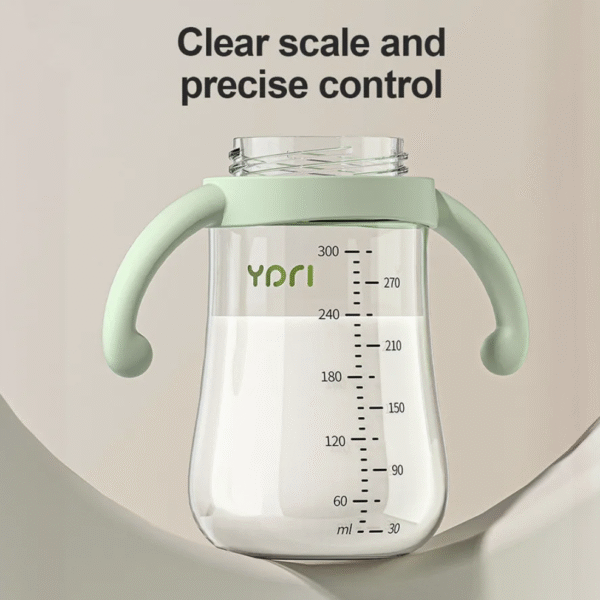 Animal Cartoon Wide Mouth Food Grade Plastic Baby Feeding Bottle with Handle PP Baby Feeder Soft Nipple