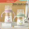 Animal Cartoon Wide Mouth Food Grade Plastic Baby Feeding Bottle with Handle PP Baby Feeder Soft Nipple
