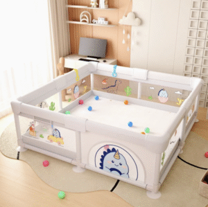 Baby Playpen Fence 71" X 59" Foldable Toddler Play Yard with Gate