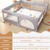 Baby Playpen Fence 71" X 59" Foldable Toddler Play Yard with Gate