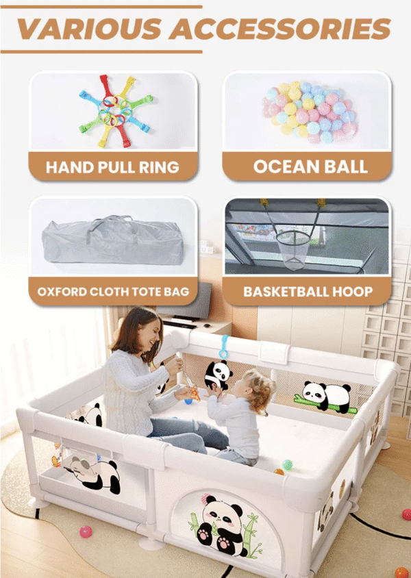 Baby Playpen Fence 71" X 59" Foldable Toddler Play Yard with Gate
