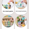 Toddlers Multifunctional Montessori Sensory Busy Box Ice-Cream Cart Early Educational Wooden Toy for 1-3 Years Old Children