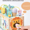 Toddlers Multifunctional Montessori Sensory Busy Box Ice-Cream Cart Early Educational Wooden Toy for 1-3 Years Old Children