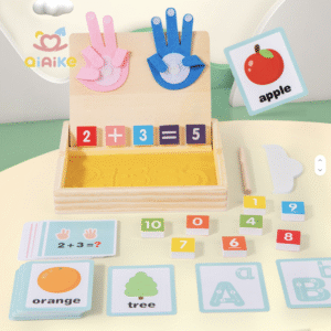 2 in 1 Montessori Finger Counting Math Teaching Aids Sand Painting Drawing Toys Educational Toys for Children Wooden Toys