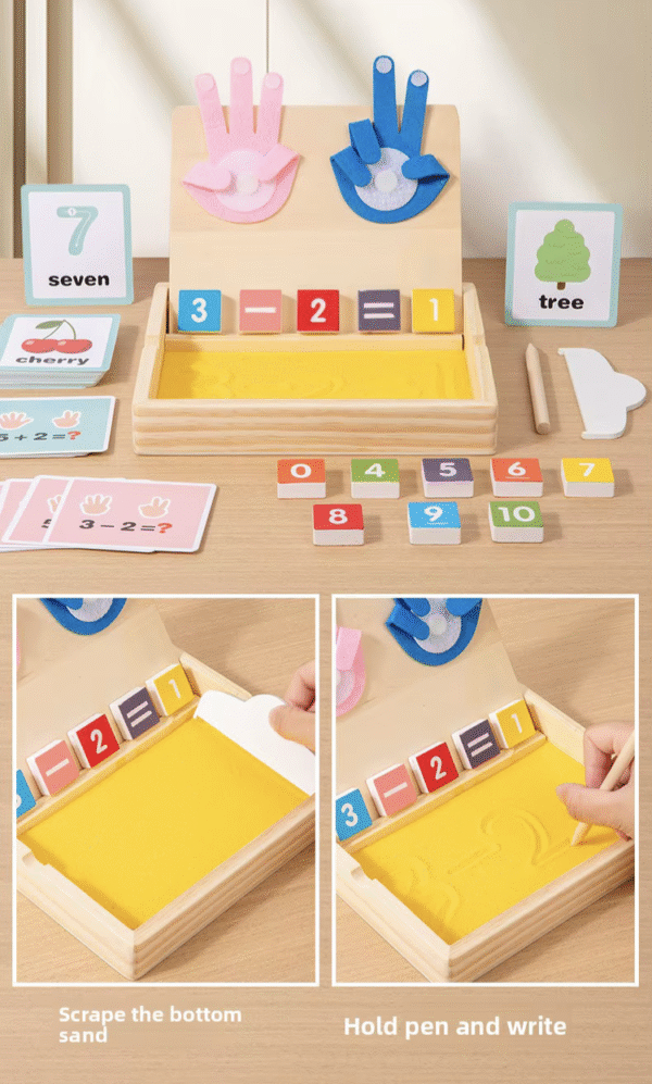 2 in 1 Montessori Finger Counting Math Teaching Aids Sand Painting Drawing Toys Educational Toys for Children Wooden Toys