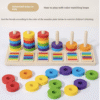 Rainbow Montessori Educational Early Childhood Stacking Blocks Toys Kindergarten Color Matching Rings Set Boards Wood CPC/EN71