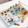 Kids Products Wood Cartoon Fishing and Pulling Radish Game Toy Color Cognition Card Montessori Educational Toy for Children