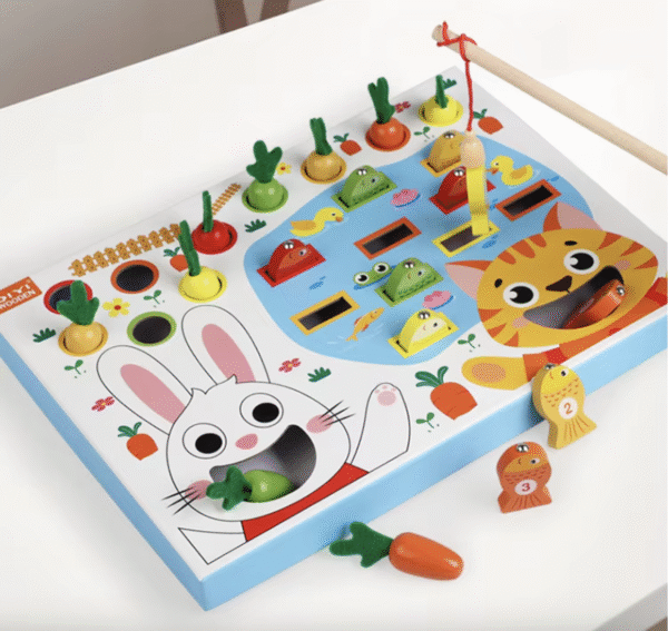Kids Products Wood Cartoon Fishing and Pulling Radish Game Toy Color Cognition Card Montessori Educational Toy for Children