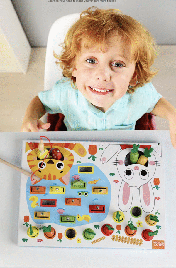 Kids Products Wood Cartoon Fishing and Pulling Radish Game Toy Color Cognition Card Montessori Educational Toy for Children