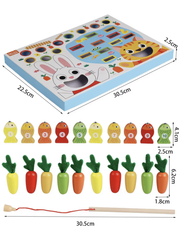 Kids Products Wood Cartoon Fishing and Pulling Radish Game Toy Color Cognition Card Montessori Educational Toy for Children