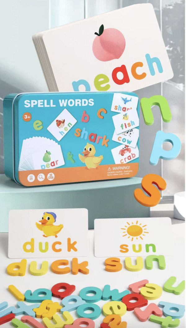 New Alphabet ABC Learning Educational Toys Wooden Puzzle Flash Cards Preschool Activity Letter Spelling Game for Kids Toddlers