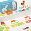 New Alphabet ABC Learning Educational Toys Wooden Puzzle Flash Cards Preschool Activity Letter Spelling Game for Kids Toddlers