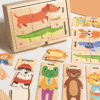 Children's Animal Jigsaw Puzzle Educational Toys Preschool Puzzles Kids' Montessori Toys Wooden Puzzles for Toddlers 1-3