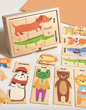 Children's Animal Jigsaw Puzzle Educational Toys Preschool Puzzles Kids' Montessori Toys Wooden Puzzles for Toddlers 1-3