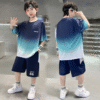 Boys' Summer New Short-sleeved Shorts Set 120-170 Green