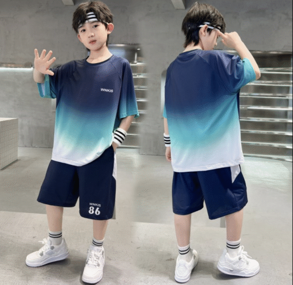Boys' Summer New Short-sleeved Shorts Set 120-170 Green