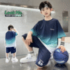 Boys' Summer New Short-sleeved Shorts Set 120-170 Green