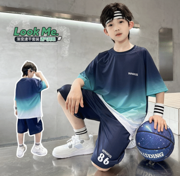 Boys' Summer New Short-sleeved Shorts Set 120-170 Green