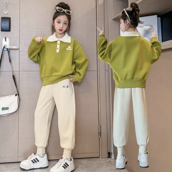 Knitted collar polo suit - top 32, pants 28