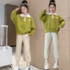 Knitted collar polo suit - top 32, pants 28