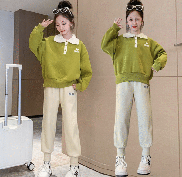 Knitted collar polo suit - top 32, pants 28