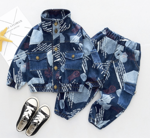 Denim two-piece suit