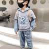 Denim knitted two-piece suit