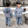 Denim knitted two-piece suit
